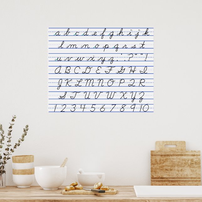 手書き文字の英語のアルファベット図 ポスター | Zazzle.co.jp