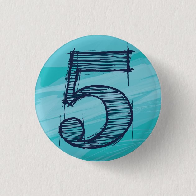 バッジ5点 数字】5バッチ（水色） 缶バッジ | Zazzle.co.jp