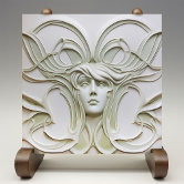 グスタフクリムトレッド女性金ゴールドスネーク絵画ズ タイル