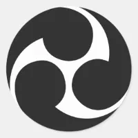 日立三つ巴左三つ巴太鼓ステッカー ラウンドシール | Zazzle.co.jp