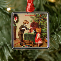 有名な絵画クリスマス メタルオーナメント | Zazzle.co.jp