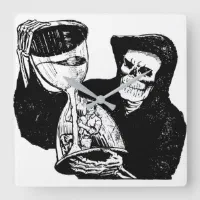 死神の砂時計のヴィンテージ不気味 スクエア壁時計 | Zazzle.co.jp