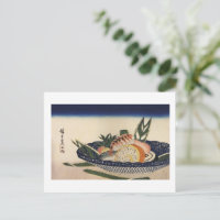 江戸前寿司、広重の寿司皿、 Hiroshige 、浮世絵 ポストカード