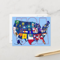 ポストカード 状態フラグマップUSA統一された州フラグ ポストカード | Zazzle