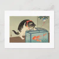 猫と金魚・古邨・猫・金魚・子孫・浮世絵 ポストカード