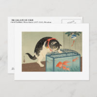 浮世絵猫と金魚の一閑張りバッグ 一閑張りバッグ中袋付き 『猫と花々』 浮世絵仕上げ かごバッグ