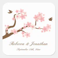 白い四角のステッカーの桜 スクエアシール | Zazzle.co.jp