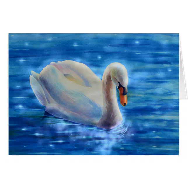 白い白鳥の絵画水色 | Zazzle.co.jp
