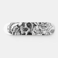 白黒インクスケッチスカルスケートデッキ スケートボード | Zazzle.co.jp