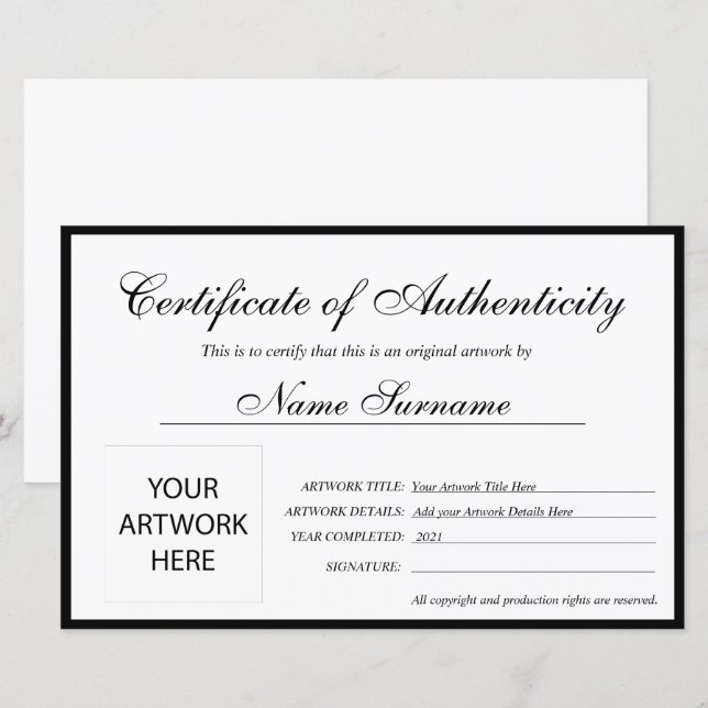 真正性アートワーク証明書 | Zazzle.co.jp