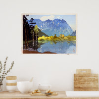 穂高岳,山穂高，吉田博，ウッドカット ポスター | Zazzle.co.jp