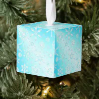 結晶の雪片パターン キューブオーナメント | Zazzle.co.jp