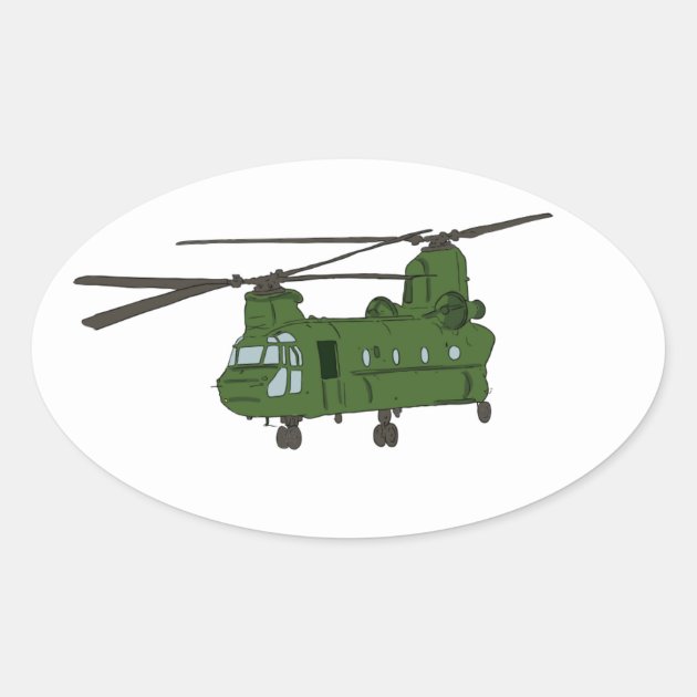 緑CH-47チヌックの軍隊のヘリコプター 楕円形シール | Zazzle.co.jp