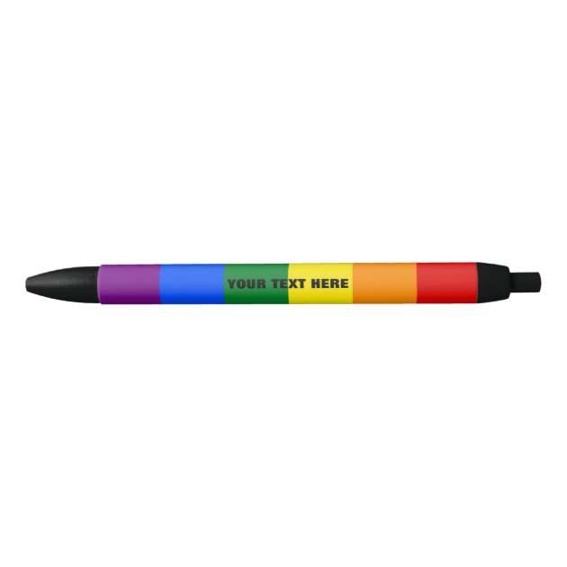 虹色のフラッグペンとカスタム文字 黒ボールペン | Zazzle.co.jp