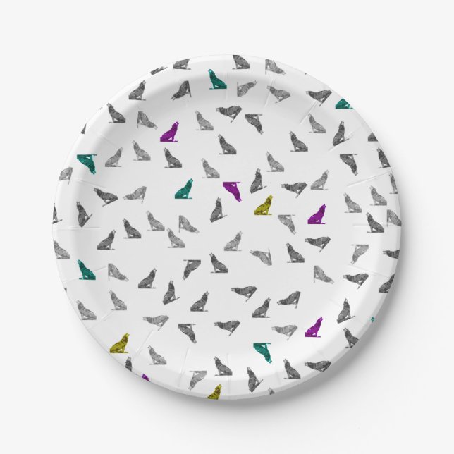 遠ぼえのオオカミの紙皿 ペーパープレート | Zazzle.co.jp