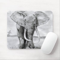 鉛筆のデザインのアフリカゾウのスケッチ マウスパッド | Zazzle