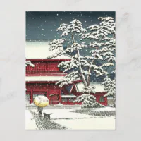 雪の造成寺』河瀬蓮井川瀬 巴水 ポストカード | Zazzle.co.jp