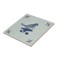 青魅力的鳥デフトタイルアンティーク再現 タイル | Zazzle.co.jp