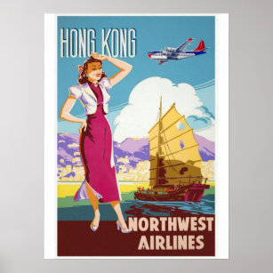 Northwest 航空 ビンテージ ポスター Hawaii poster-