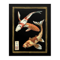 黒日本の地にコイ金魚2 アクリルウォールアート | Zazzle.co.jp