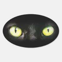 黒猫・黄緑のお洒落目不気味・000 楕円形シール | Zazzle.co.jp